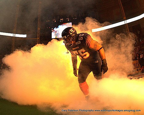 &lt;p&gt;Chris Pino, a lineman for the Spokane Shock, gets introduced before the start of a 2012 game at the Spokane Arena.&lt;/p&gt;