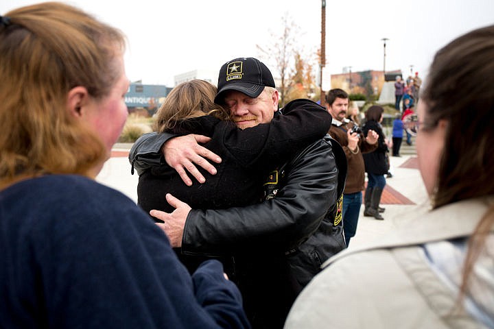 &lt;p&gt;Desert Storm veteran Brian Beeler hugs Sierra Leuck on Friday, Nov. 11, 2016 at a Veterans Day ceremony at the Veteran's Memorial at McEuen Park.&lt;/p&gt;