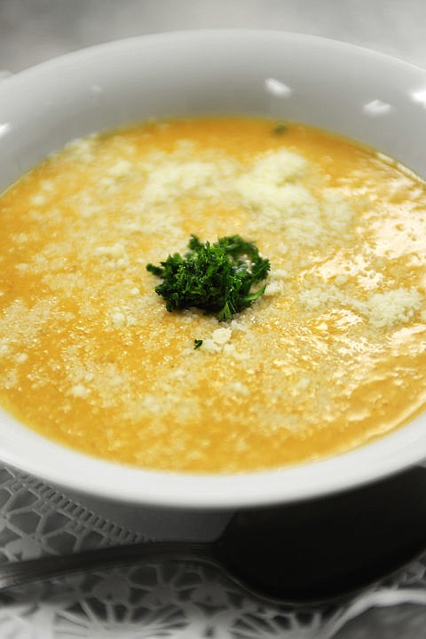 &lt;p&gt;Detail of pumpkin soup with cream, potatoes, apple, and&#160;gorgonzola and parmigiano cheeses. (Brenda Ahearn/Daily Inter Lake)&lt;/p&gt;