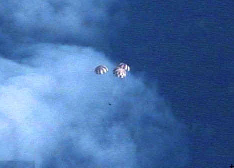 &lt;p&gt;The Orion spacecraft descends before splashing down in the Pacific Ocean, Friday following a dramatic test flight that took it to a zenith height of 3,600 miles and ushered in a new era of human exploration aiming for Mars.&lt;/p&gt;