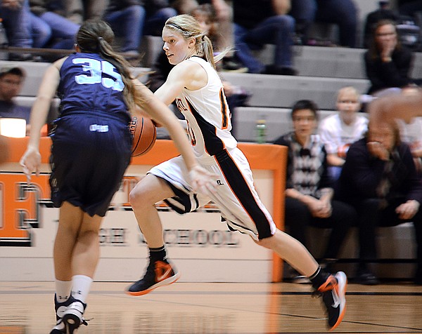 &lt;p&gt;Flathead junior Emma Andrews (10) makes a run for the basket during the game against Great Falls on Saturday, December 8, in Kalispell. Flathead lost the game 47-56.&lt;/p&gt;