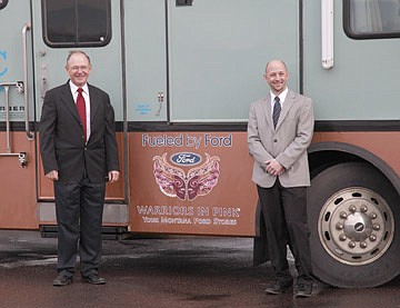 &lt;p&gt;Gordon Henrickson, left, owner of Don Aadsen Ford in Ronan and Eric Henrickson, right, stand in front of the Winkley Women's Center Mobile Mammography Coach on Friday morning.&lt;/p&gt;