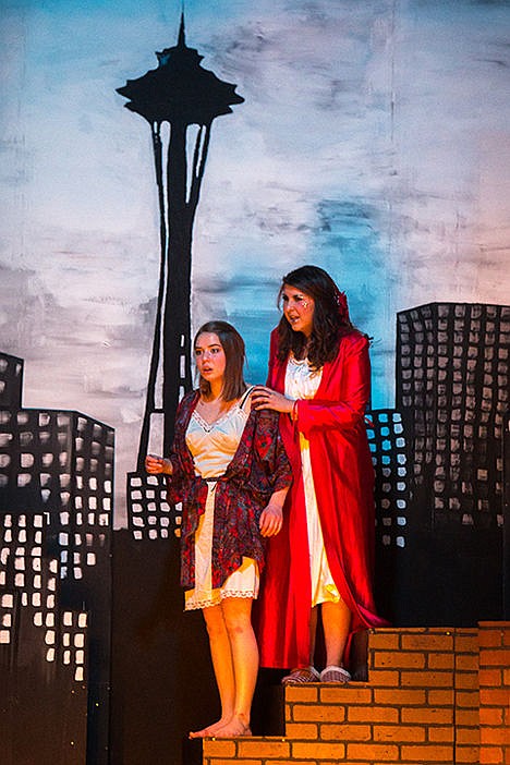<p>Bethany Stone, left, plays Elizabeth Moore and Kaitlyn Martinez plays one of the Spirits in the Coeur dAlene High School Theater Departments adaptation of a Christmas Carol called 7th Generation: A Christmas Carol. Performances will be Thursday, Friday and Saturday of the next two weeks.</p>