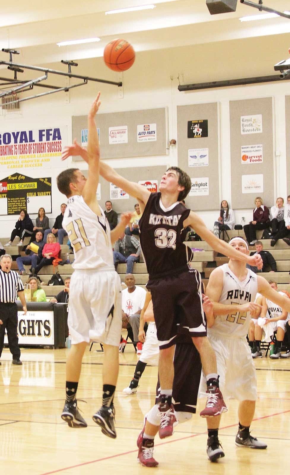 Riley Lefler puts up two of his 12 points before a Kittitas defender can get to the ball.