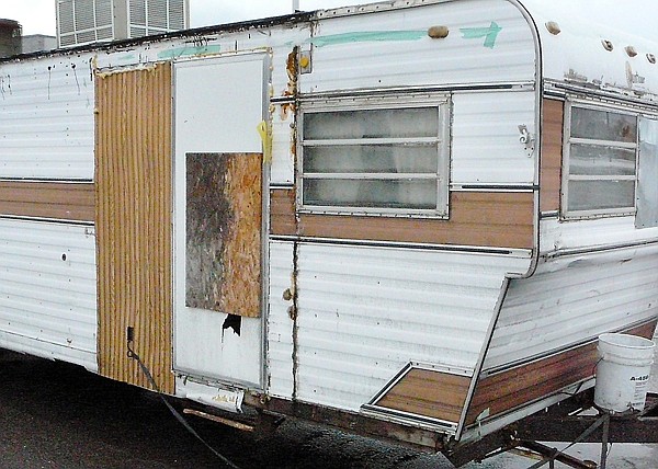 Photo of the trailer the four dogs and five cats escaped from.