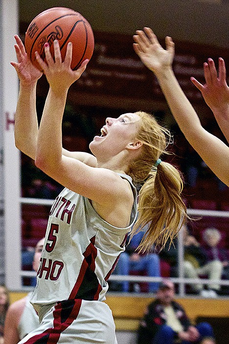 &lt;p&gt;North Idaho College's Aimee Durbidge goes up for a shot during a game Nov. 20 against Columbia Basin Community College.&lt;/p&gt;