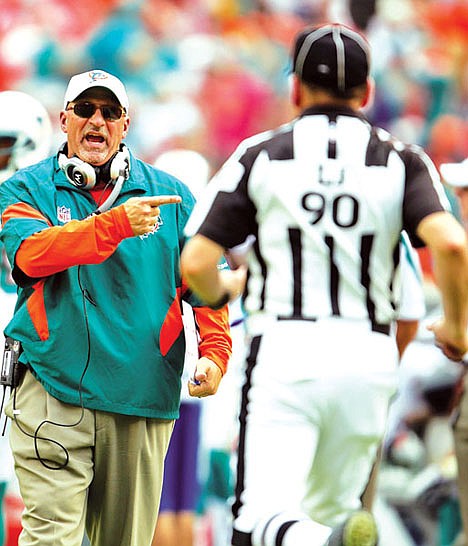 &lt;p&gt;Miami head coach Tony Sparano argues a call with an official during a game against Buffalo Nov. 20.&lt;/p&gt;