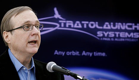 &lt;p&gt;Microsoft co-founder Paul Allen speaks during a news conference about his partnership in building a giant airplane and spaceship, Tuesday, Dec. 13, 2011, in Seattle. Allen and aerospace pioneer Burt Rutan announced they're building a giant airplane and spaceship to zip people and cargo into orbit, but unlike traditional rockets and government spaceships, the new commercial spaceship will drop from a high-flying airplane instead of blasting off from a launch pad. (AP Photo/Elaine Thompson)&lt;/p&gt;