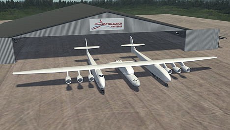 &lt;p&gt;In this artist's rendering provided by Stratolaunch Systems, a planned plane that would launch cargo and astronauts into space is seen. Microsoft co-founder Paul Allen and aerospace pioneer Burt Rutan are building the plane, in the latest of several ventures fueled by technology tycoons clamoring to write America's next chapter in spaceflight. Their plans, unveiled Tuesday, Dec. 13, 2011, in Seattle, call for a twin-fuselage aircraft with wings longer than a football field to carry a rocket high into the atmosphere and drop it, avoiding the need for a launch pad and the expense of additional rocket fuel. Allen, who teamed up with Rutan in 2004 to send the first privately financed, manned spacecraft into space, said his new project would &quot;keep America at the forefront of space exploration&quot; and give a new generation of children something to dream about. (AP Photo/Strautolaunch Systems)&lt;/p&gt;