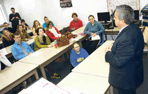 &lt;p&gt;Idaho State Superintendent Tom Luna tells Clark Fork High School students a little bit about his work. (Photo by CAMERON RASMUSSON)&lt;/p&gt;