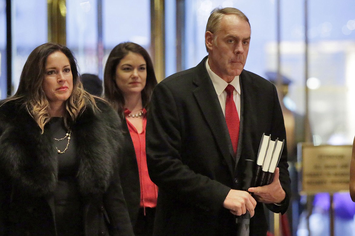 &lt;p&gt;Rep. Ryan Zinke, right, R-Mont., arrives in Trump Tower, in New York, Monday, Dec. 12, 2016. (AP Photo/Richard Drew)&lt;/p&gt;