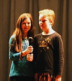 Zianna King and Lauren Lowry sang Feliz Navidad for the small crown at the talent show.