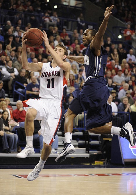 &lt;p&gt;Gonzaga guard David Stockton (11) heads to the basket as Oral Roberts guard Roderick Pearson Jr. tries to defend during the second half Thursday at the McCarthey Athletic Center in Spokane.&lt;/p&gt;