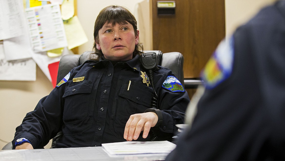 &lt;p&gt;Tomi McLean gives instructions to an officer Thursday morning at the Rathdrum Police Station. McLean&#146;s first day as police chief will be Jan. 1. She will become the city&#146;s first female chief.&lt;/p&gt;