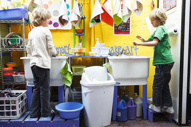 &lt;p&gt;Tag, left, and Ruedi, both 8, wash coloring and glycerine off their hands after finishing making their soap Tuesday evening at Stumptown Art Studio in Whitefish.&lt;/p&gt;