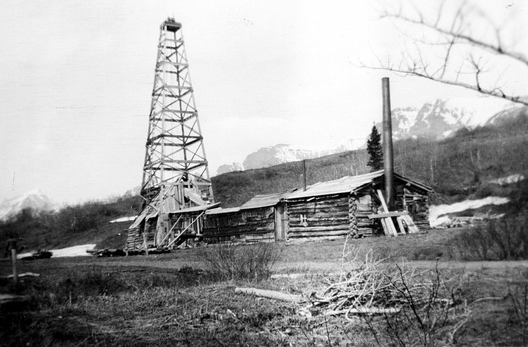 &lt;p&gt;Early oil exploration also took place on the east side of
Glacier National Park. This drilling operation was set up along
Sherburne Reservoir around 1912.&lt;/p&gt;