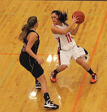 &lt;p class=&quot;p1&quot;&gt;Courtney Clairmont attempts to juke out a Lady Lions defender on Saturday.&lt;/p&gt;