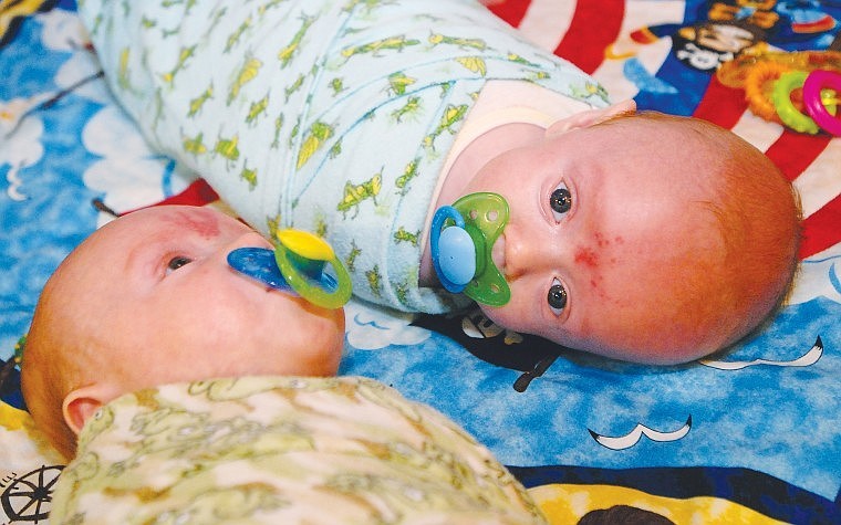 Davin and Easton Wheeler were born Aug. 9 but couldn&#146;t be held together for 12 days. Davin was taken to Missoula shortly after birth when he developed pulmonary hypertension in his lungs.