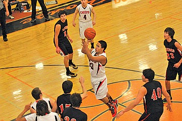 &lt;p class=&quot;p1&quot;&gt;Key bench player Alex Quequesah sinks a floater for the Chiefs during Saturday&#146;s game.&lt;/p&gt;