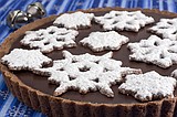 Chocolate, mint together in a festive tart
