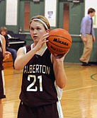 Senior Jenna Rausch focuses before taking a free throw shot during a game last week.