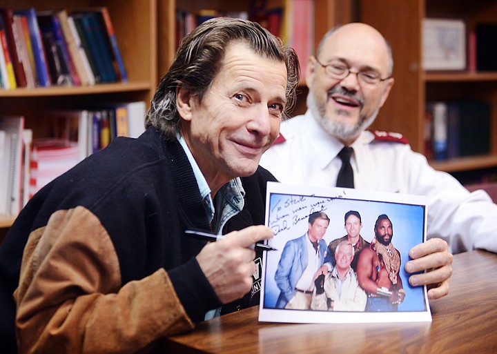 &lt;p&gt;Dirk Benedict, one of the stars of the TV show A-Team signs an autograph for Steve VanFossen, a fan, as he does a promotional spot for the upcoming Salvation Army fundraiser gala which will feature dinner and dancing, vintage automobiles and a silent action on March 22nd at the fairgrounds in Kalispell. In the background is Major Steve Svenson, Commander of the Salvation Army of Flathead County. (Brenda Ahearn/Daily Inter Lake)&lt;/p&gt;