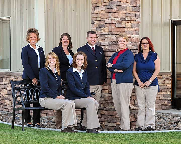 Quincy Valley School Headmaster Sara Tuttle, third from left, with her staff. From left, they are Mara Jacobs, Ruth Royer, Holly VanDyke, Justin West, Harriet Weber and AnnDee mancini.