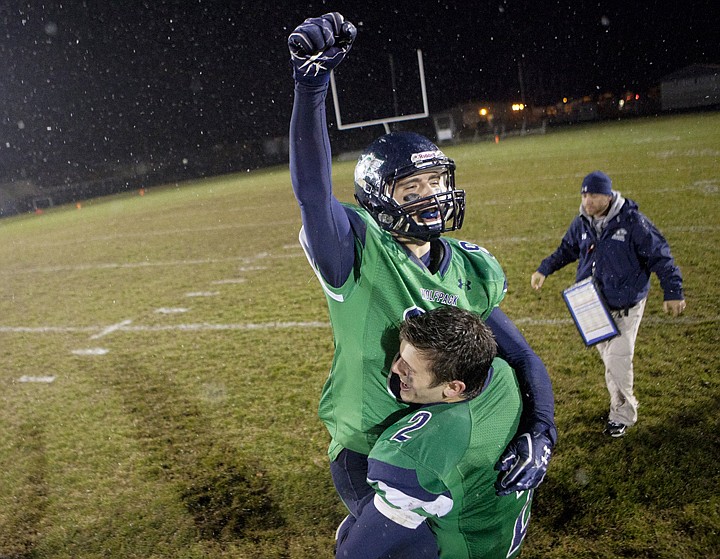 &lt;p&gt;Glacier High School&#146;s senior wide receiver Anthony Gugliuzza
(85) celebrates with Andrew Nelson (2) after the Wolfpack&#146;s 24-10
playoff victory over Billings Senior Nov. 4 at Legends Stadium. It
was the first playoff game in the program&#146;s history. Glacier&#146;s
season ended the following week in a 16-45 loss to Billings
West.&lt;/p&gt;