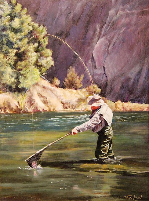 Friends fishing Painting by Hale Ogsuz