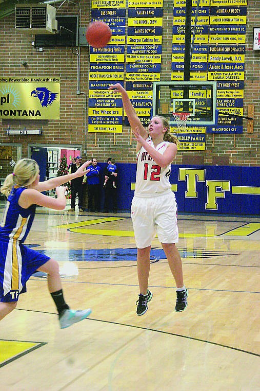 &lt;p&gt;Meara Schmiedbauer shoots for three in an earlier game. Schmiedbauer had 11 points in the game against Two Eagle River.&lt;/p&gt;