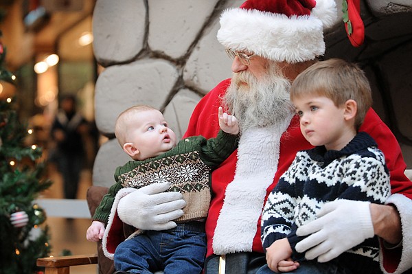 &lt;p&gt;Matteus Thorsen, 6 months, plays with Santa's beard on Thursday
afternoon as he and his brother Rorik, 3, get their picture taken
at the Kalispell Center Mall.&lt;/p&gt;