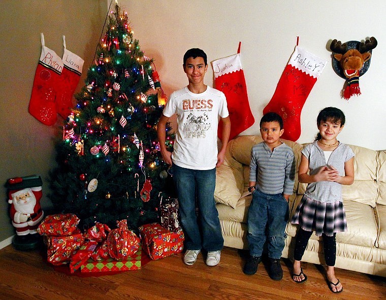 From left are the West children: Rhyan, 13, Joshua, 6, and Ashley, 7.