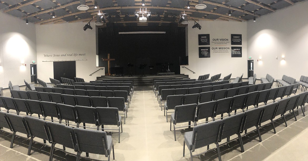 Photo by JOSH McDONALD/ The new sanctuary inside Real Life’s new building is impressive and will also be utilized for community movie nights.