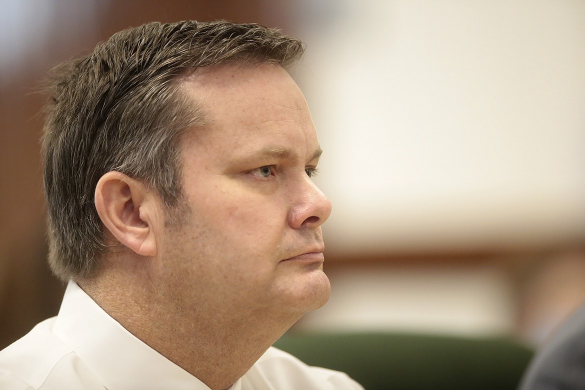 Chad Daybell listens during his preliminary hearing in St. Anthony, Idaho, on Tuesday, August 4, 2020. A preliminary hearing continues to decide whether there is enough evidence to hold Daybell for trial. He and the children's mother face charges related to the hiding of the remains of 17-year-old Tylee Ryan and 7-year-old Joshua "JJ" Vallow, although authorities have yet to say how the two died. (John Roark/Post Register via AP, POOL)