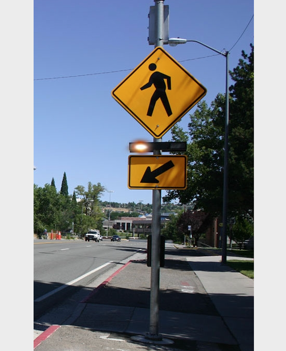 The city of Wallace will be installing several of these flashing crossing signs — known as rectangular rapid flashing beacons — at various spots in the city where there is high pedestrian traffic. The project is being done using grant monies from the Idaho Transportaion Department TAP funds with a small portion being paid for by the city itself.