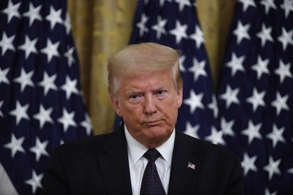 President Donald Trump speaks about the PREVENTS "President's Roadmap to Empower Veterans and End a National Tragedy of Suicide," task force, in the East Room of the White House, Wednesday, June 17, 2020, in Washington. (AP Photo/Alex Brandon)