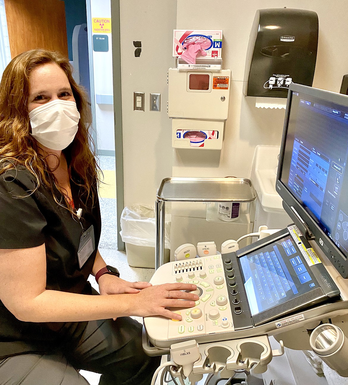 Shoshone Medical Center Sonographer Cameron Hamilton uses the brand new Canon Aplio i700 ultrasound machine.