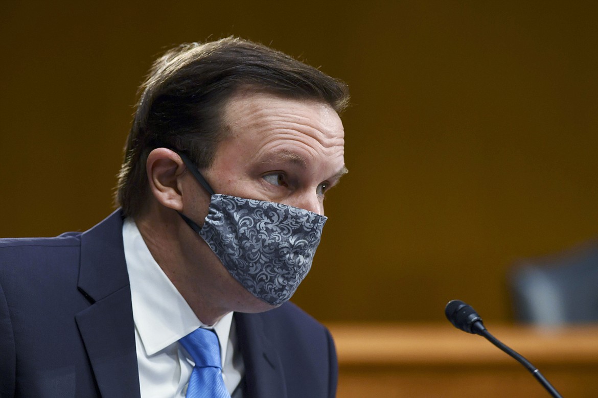 Sen. Chris Murphy, D-Ct., listens to testimony before the Senate Committee for Health, Education, Labor, and Pensions hearing, Tuesday, May 12, 2020 on Capitol Hill in Washington. Dr. Anthony Fauci, director of the National Institute of Allergy and Infectious Diseases, is to testify before the committee.  (Toni L. Sandys/The Washington Post via AP, Pool)