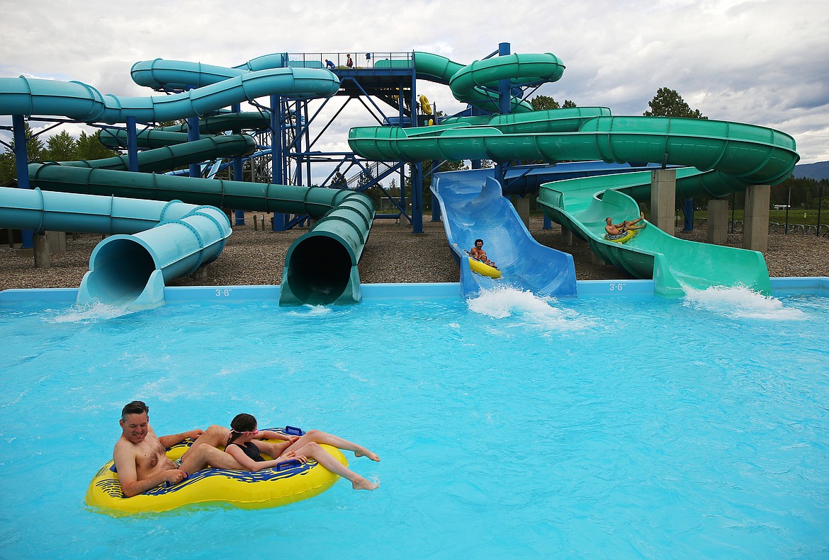 Park guests spin, slide and splash their way down to the end of Rumble Falls in Silverwood’s Boulder Beach in 2018. Boulder Beach is scheduled to open in June. The theme park and water park will have strict cleaning and social distancing protocols in place to keep guests safe as Idaho begins to ease pandemic restrictions.