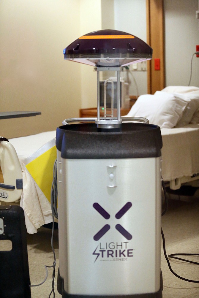 Northwest Specialty Hospital in Post Falls recently began using the Xenex LightStrike germ-zapping robot to drive its already-low infection prevention rates even lower. (JUDD WILSON/Business Journal)