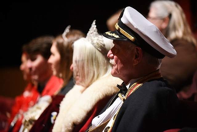 The Whitefish Winter Carnival royalty watches on at the Whitefish Chamber's annual awards banquet last Thursday.