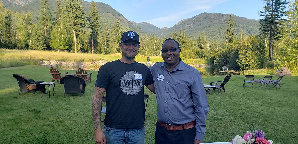 Doc Hendley (left) and Father Nicetas Msinge (right) in Bigfork on Friday, Aug. 14 (Courtesy photo)