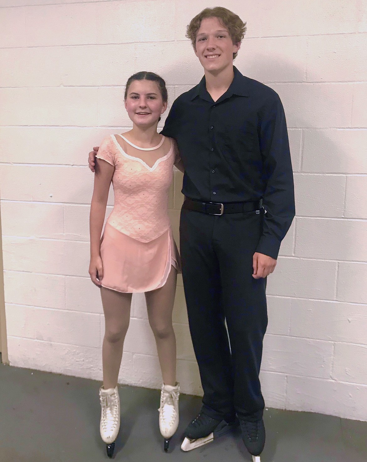 A pairs team, Jade Denker, 13, and Willem Gray, 16, from Glacier Skate Academy recently passed the Pre-Juvenile Pairs US Figure Skating test. This is the first pairs team from the Flathead Valley to pass this skill level testing. (Photo provided by Kristin Cowan)