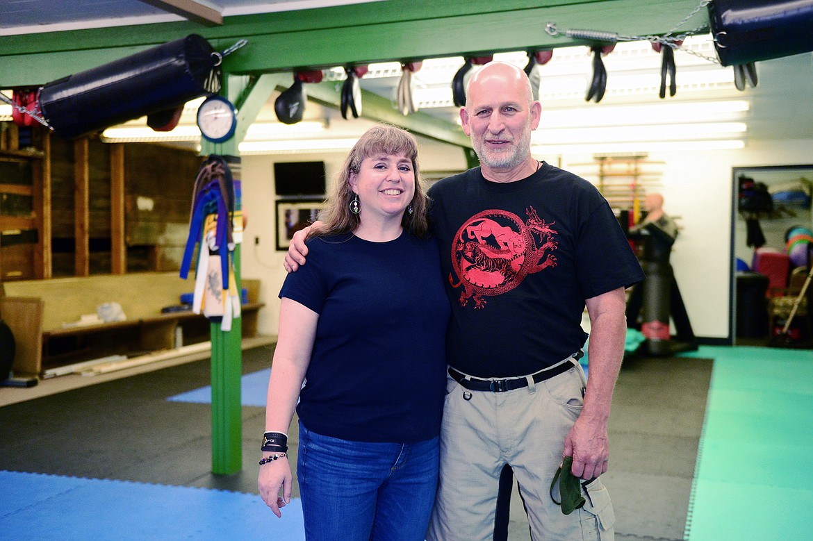 Sensei Melinda R. Cole, left, and Sensei Murray J. Jewett at JBJ Dojo in Evergreen on Wednesday, Aug. 19. (Casey Kreider/Daily Inter Lake)