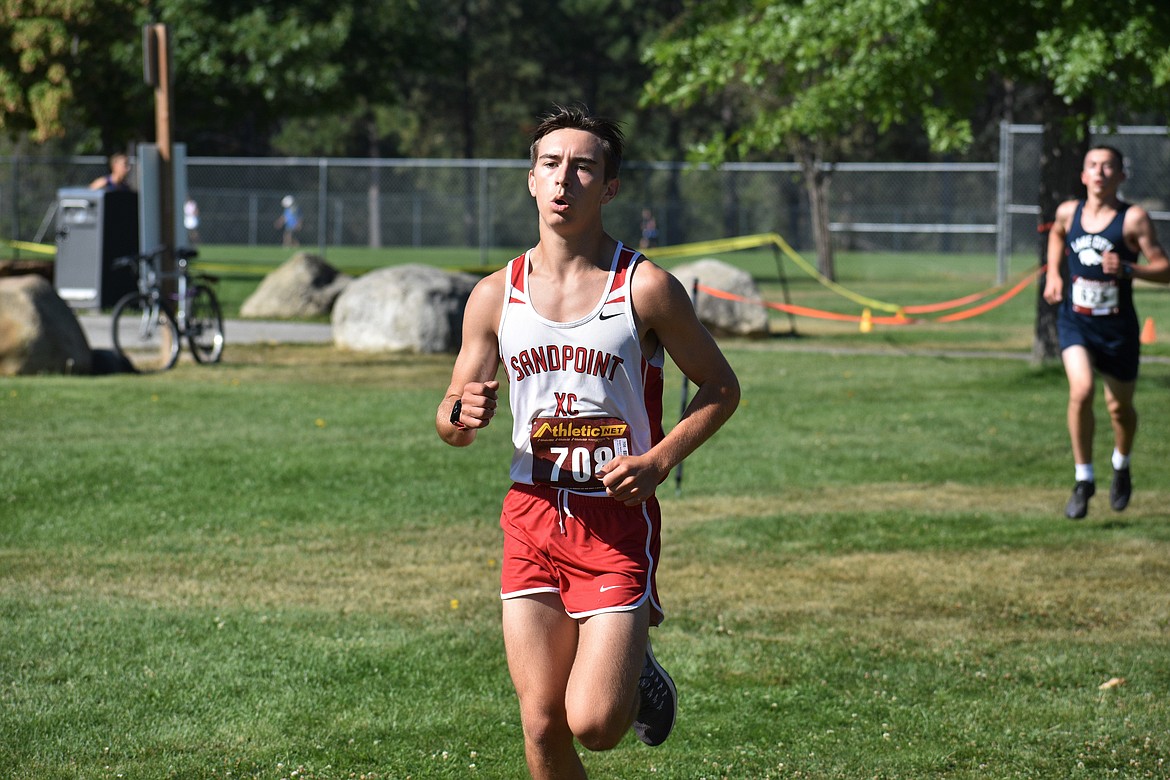 Senior Keegan Nelson competes in Friday's meet at Travers Park.