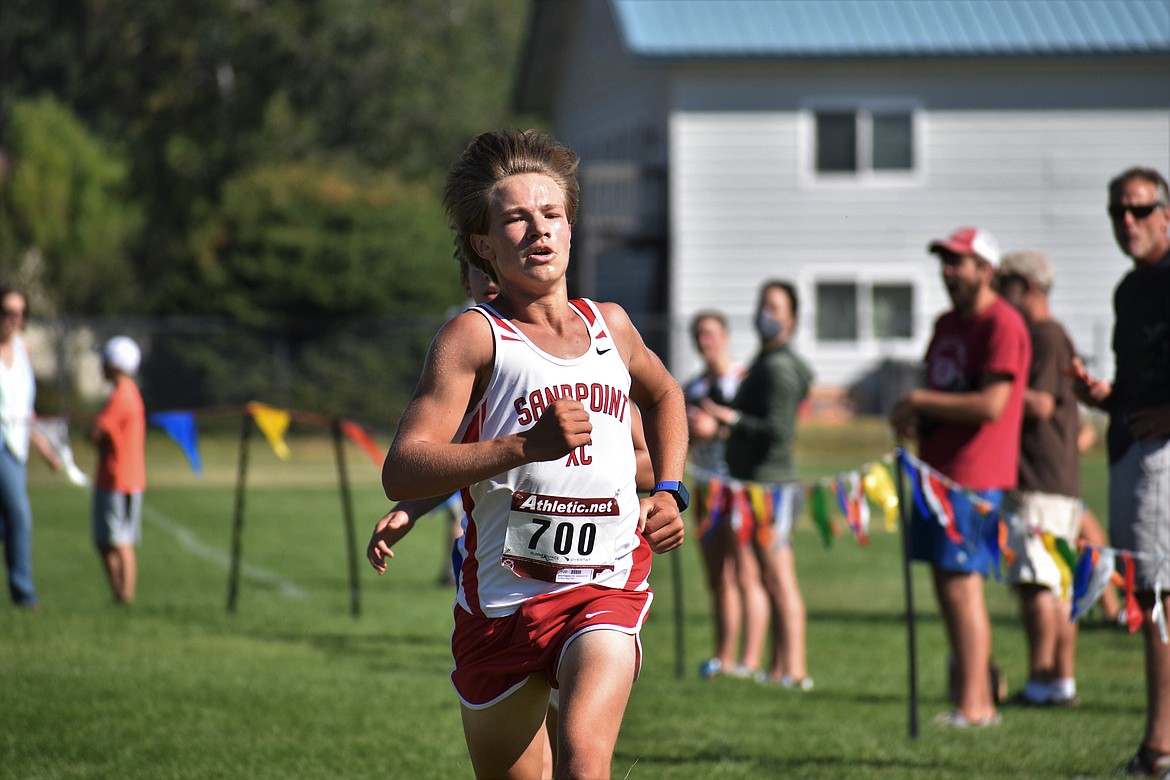 Sophomore Slate Fragoso crosses the finish line to take 13th at Friday's meet.