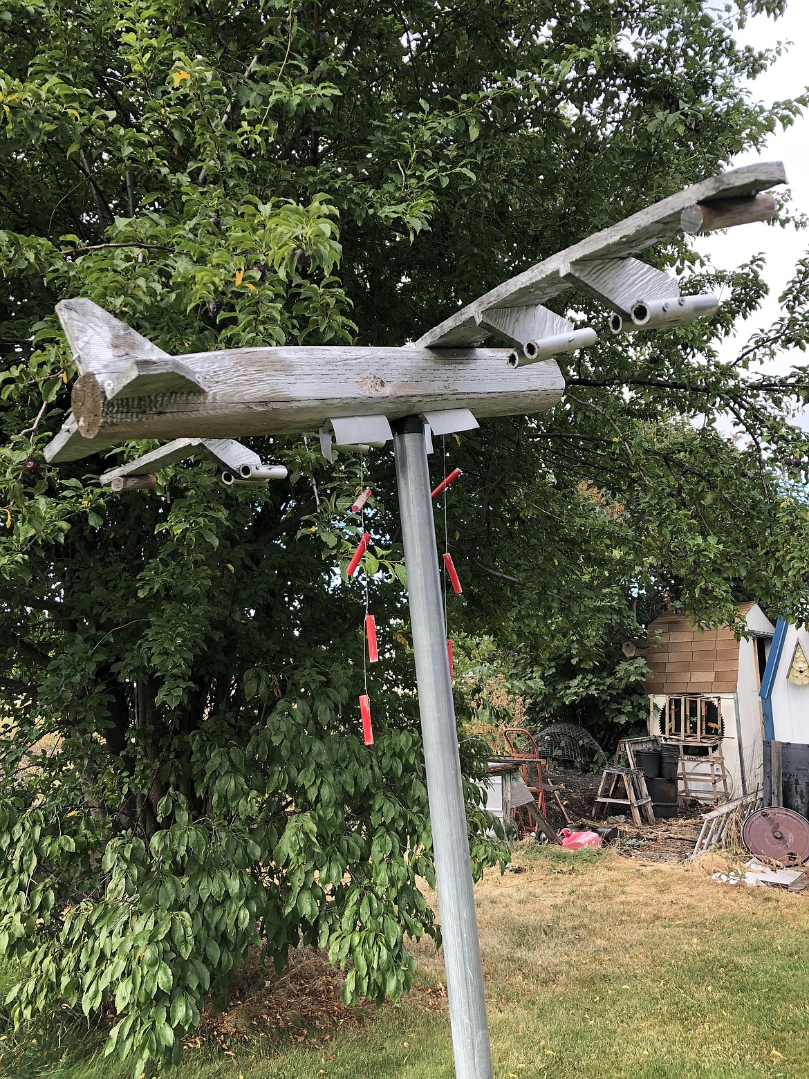 Bombs away from the B-52 in the back yard.