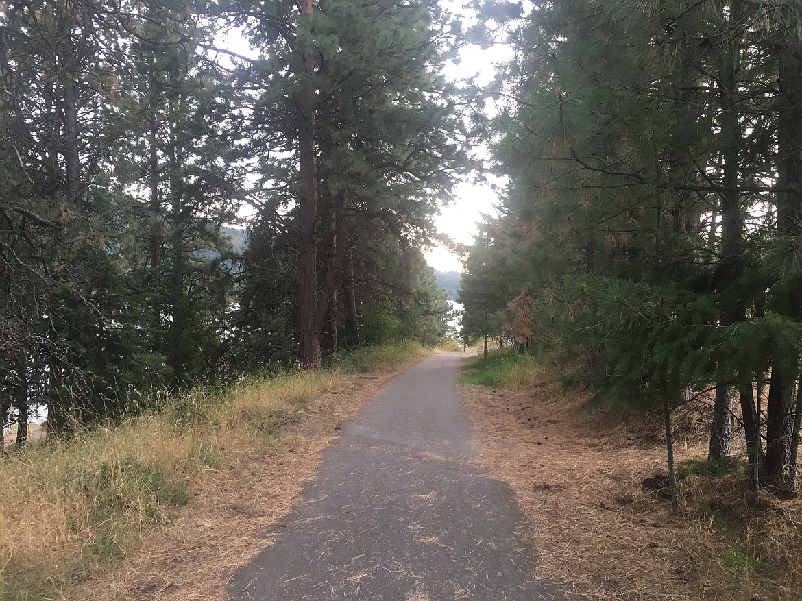 A path leads through Farragut State Park at Sunrise Day Use Area where runners competed in high school cross country races.