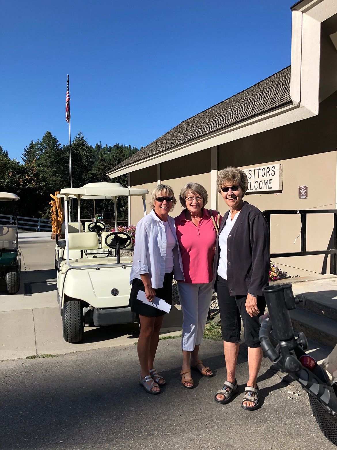 Mirror lake Ladies Golf president Carrie Figgins with Elaine Morgan and Evelyn Rae on their way to the first hole on Ladies’ Day.