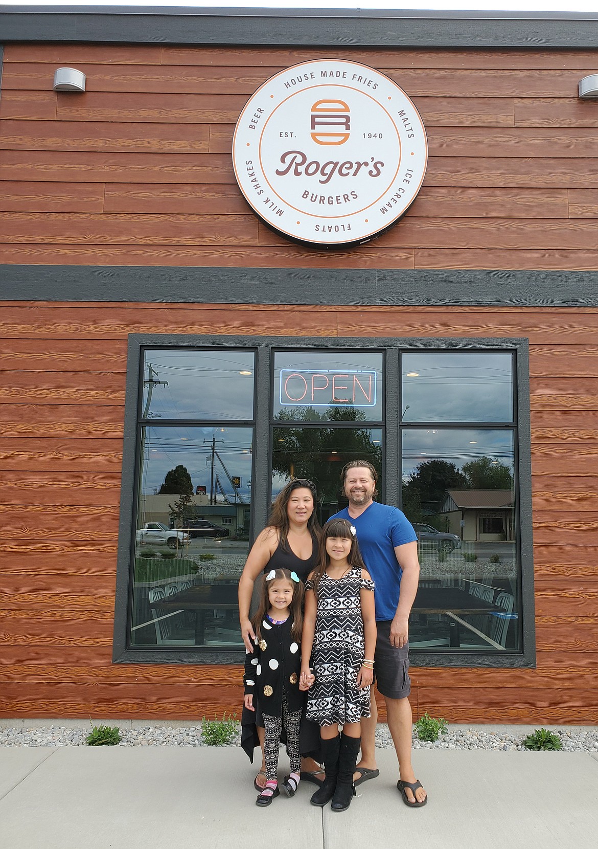 Courtesy photo
Mark, Nicole, Michaela and Layla Randolph stand in front of the new Roger's Ice Cream and Burgers that is now open at 2420 Government Way in Coeur d'Alene.